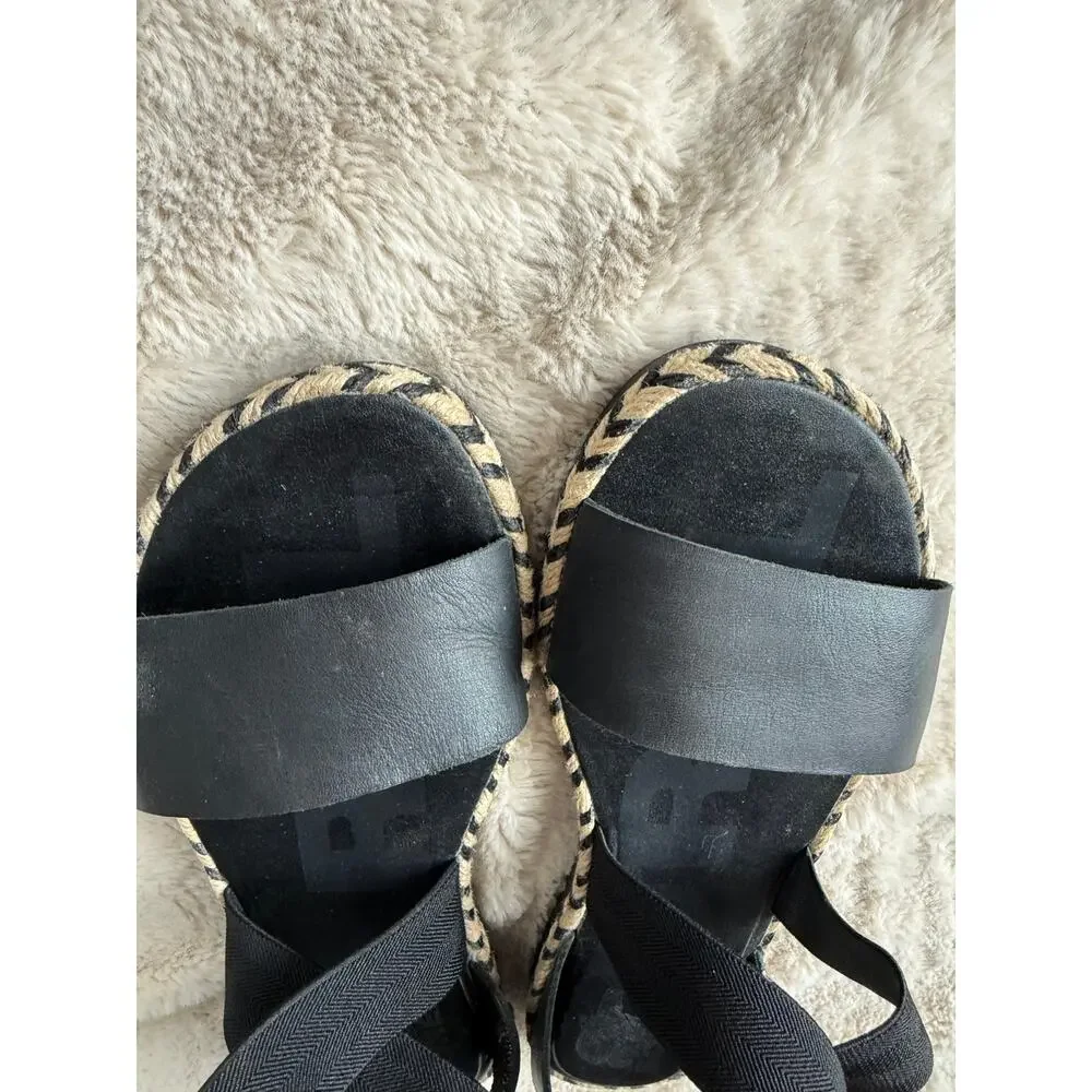 Sorel Ella li Flat Espadrille Sandals Black 9.5 - Picture 4 of 5